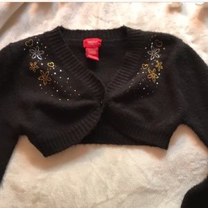 Girls Black beaded  long sleeve crop sweater